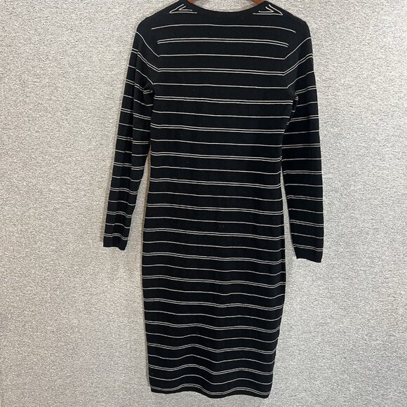 Athleta Sweater Dress Womens Medium Below Knee Striped Long Sleeve Black White - Picture 11 of 11